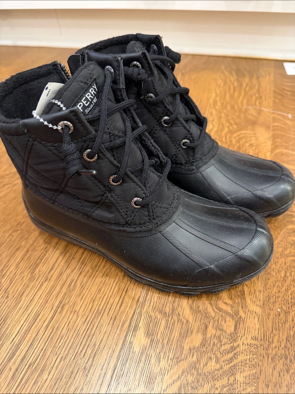 Sperry Kids Black Quilted Lace-Up Snow Boots